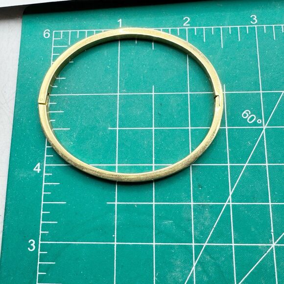 2 Gold Tone Bangle Bracelets With Rhinestone Details Stainless Steel Hinged - Picture 4 of 13